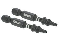 2 embouts impact 1/4'' étoile percée TTX25 longueur 50 mm HANGER 134069